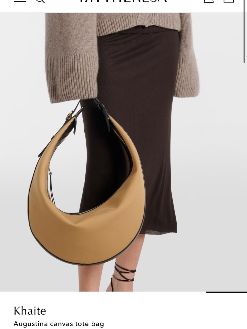 KHAITE Tan and Black Crescent Tote